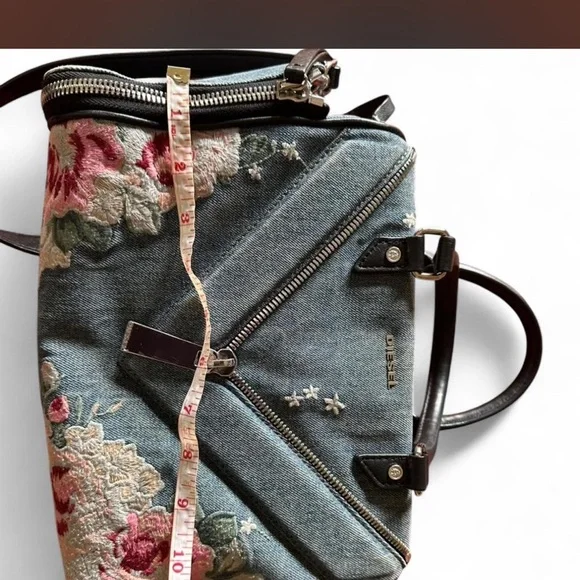 Diesel Blue Floral Embroidered Satchel - Picture 5 of 6